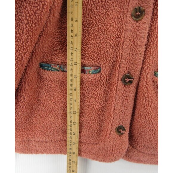 VINTAGE Orvis Jacket Large Salmon Sherpa Fleece Teddy Tapestry Trim * - Picture 4 of 13